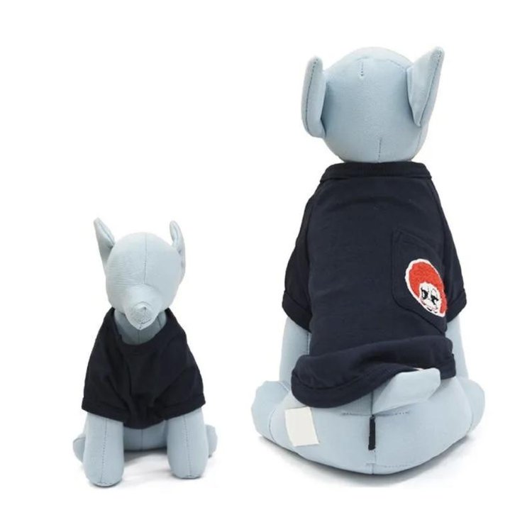 Betty Smithのドッグウェア。さがら刺しゅうのポケットTシャツ（ネイビー）
